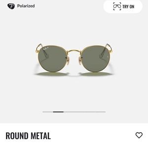 Ray-Ban round metal sunglasses. Polarized in gold with green lenses.